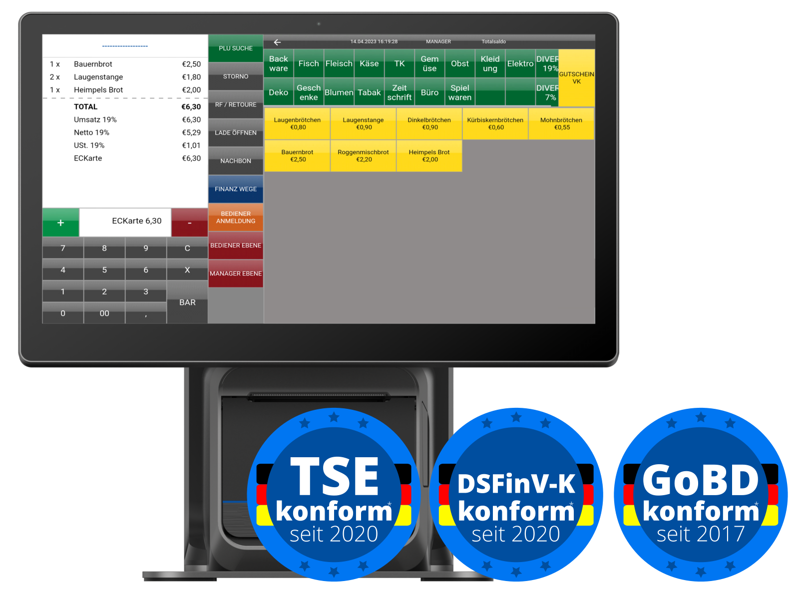 All-in-One Kassensystem POSSUM16 G2DS gesetzeskonform TSE, DSFinV-K, GoBD (2026)