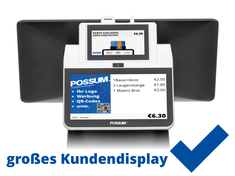All-in-One Kassensystem POSSUM16 großes Kundendisplay, Drucker, TSE