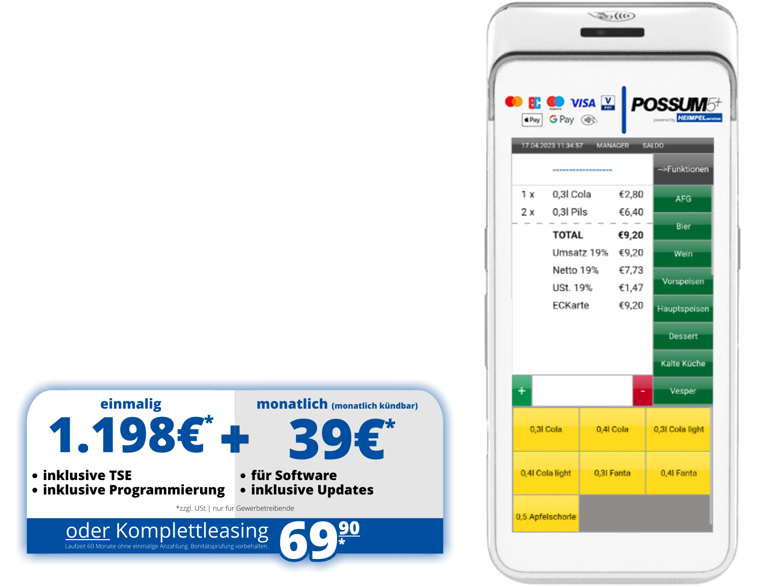 POSSUM5+ Kassensystem Banner Bild mit Preis