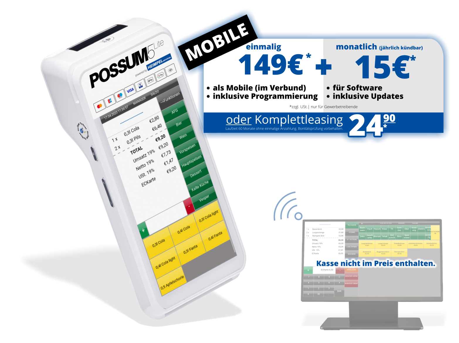POSSUM5 Lite mobiles Kassensystem Banner Bild mit Preis
