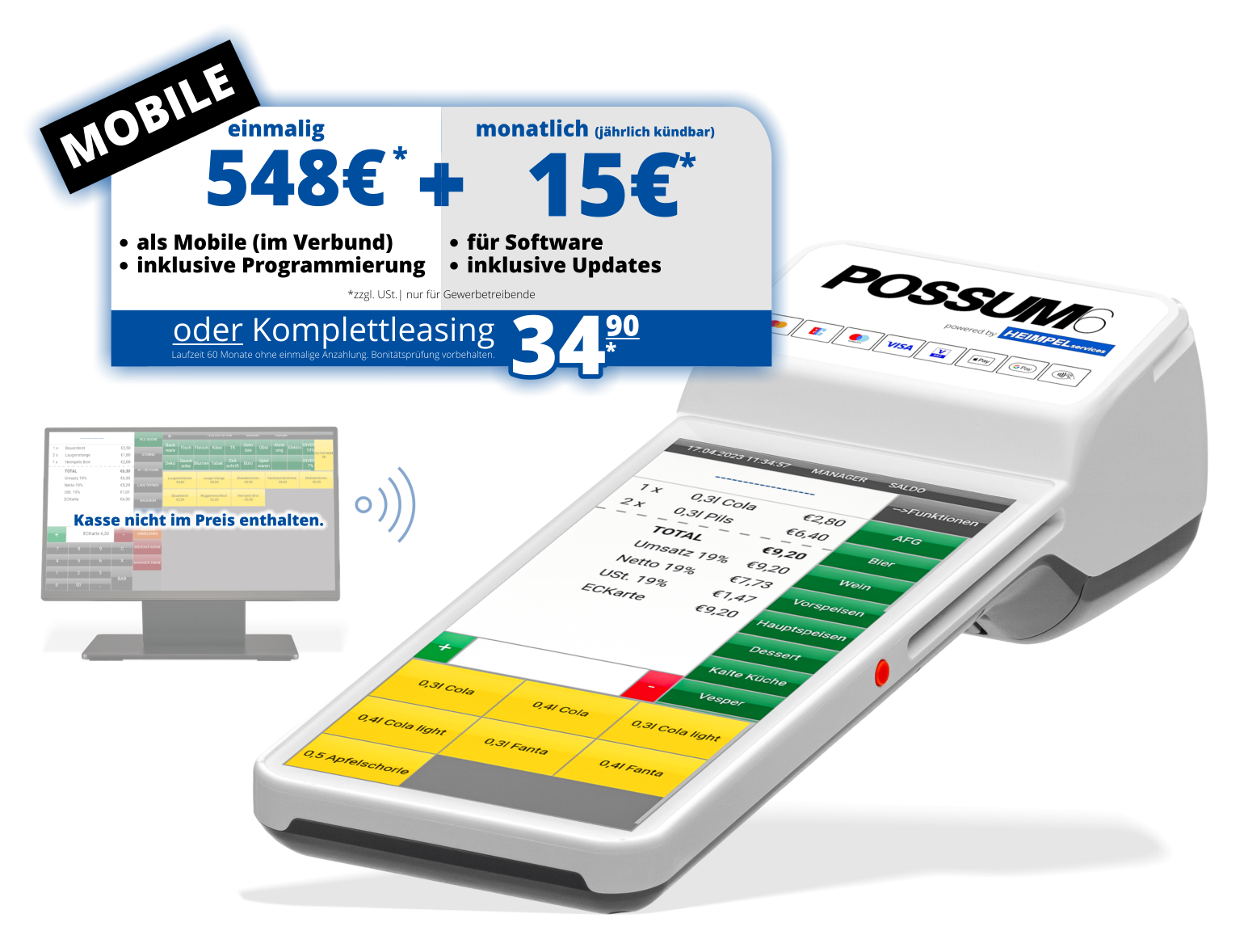 POSSUM6 mobiles Kassensystem Banner Bild mit Preis